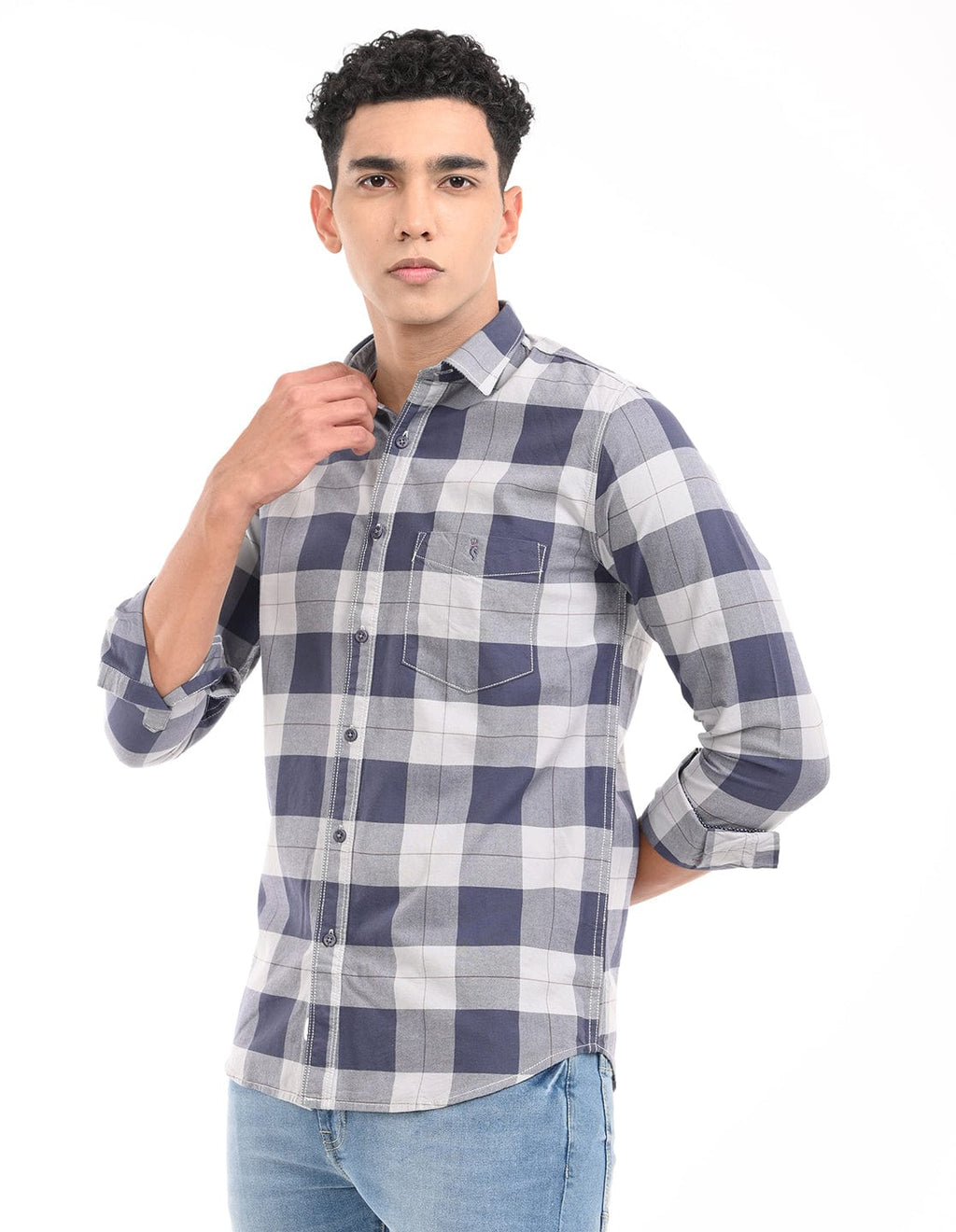 Men's Slim Fit Checks Full Sleeves Casual Shirt