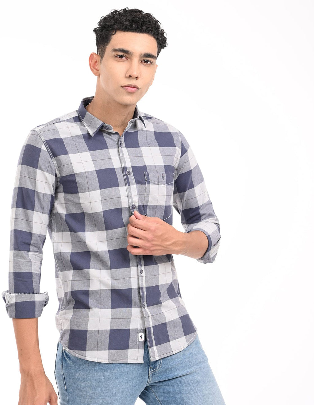 Men's Slim Fit Checks Full Sleeves Casual Shirt