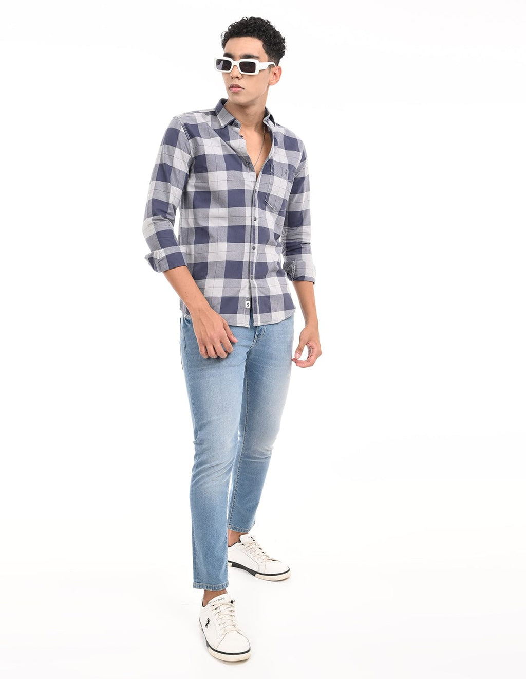 Men's Slim Fit Checks Full Sleeves Casual Shirt