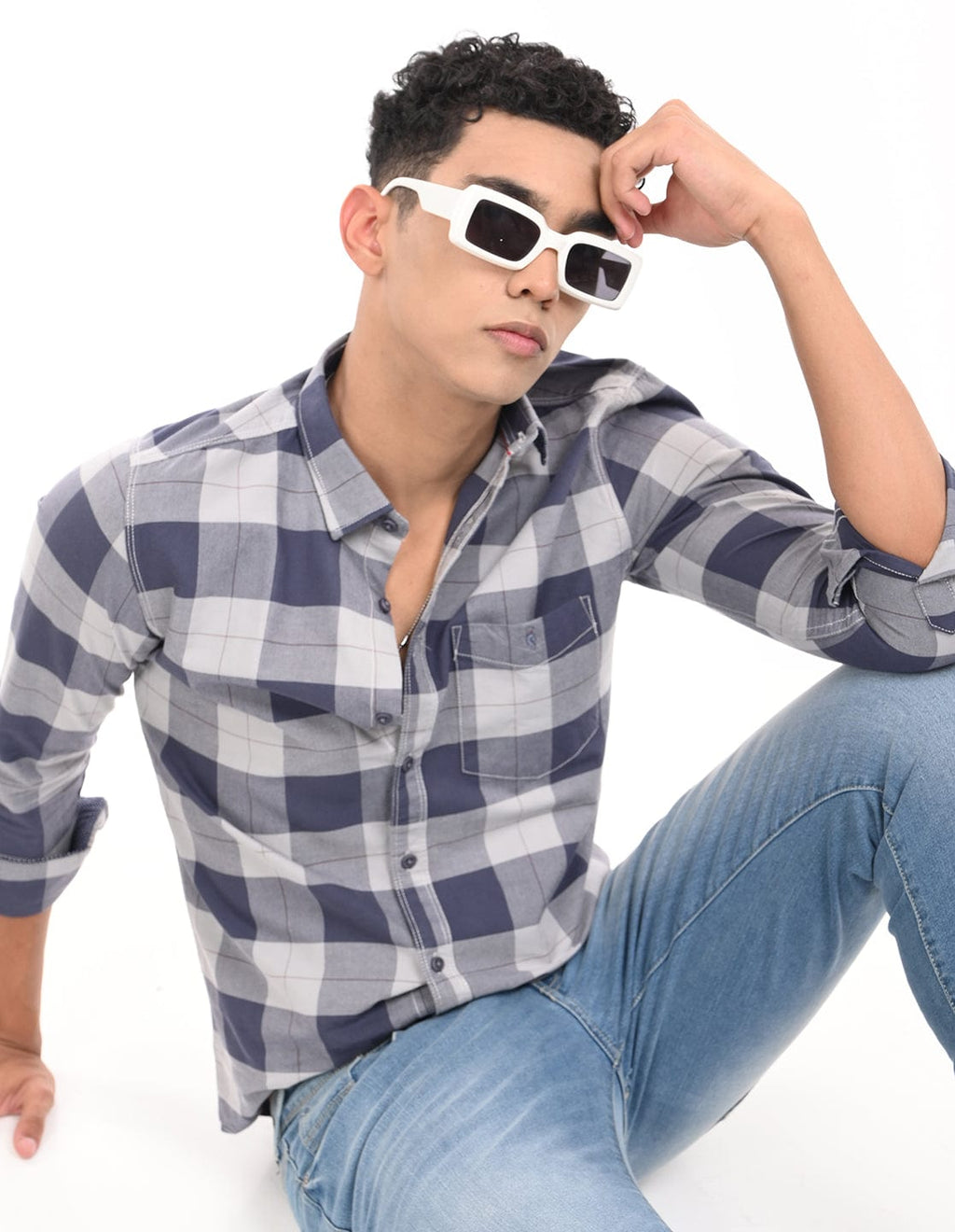 Men's Slim Fit Checks Full Sleeves Casual Shirt