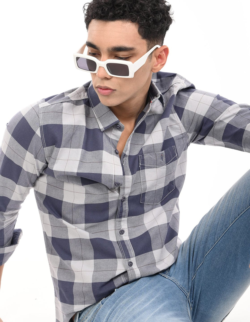 Men's Slim Fit Checks Full Sleeves Casual Shirt