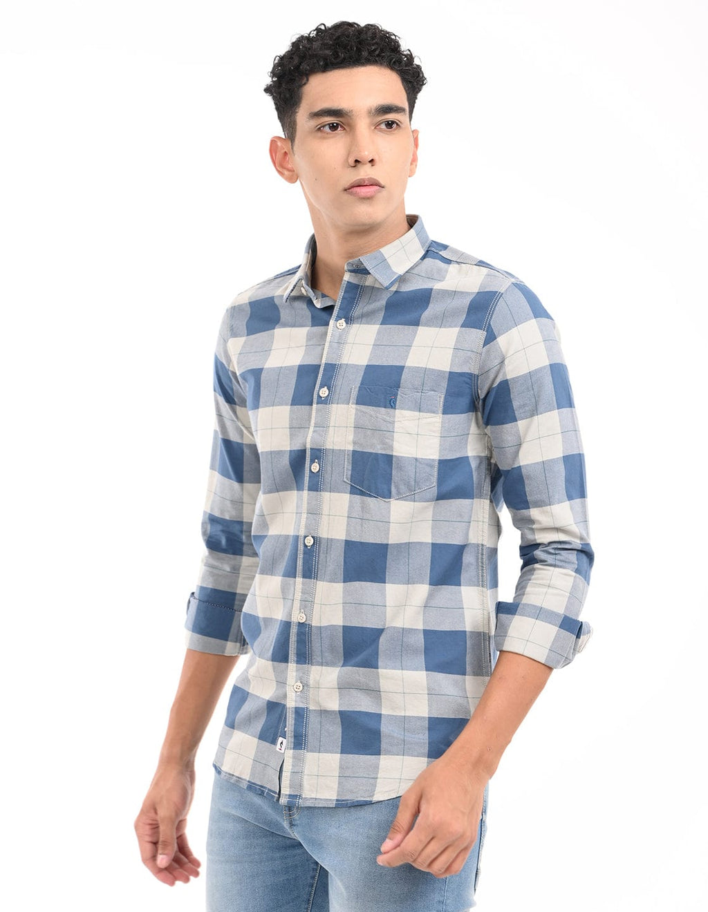 Men's Slim Fit Checks Full Sleeves Casual Shirt