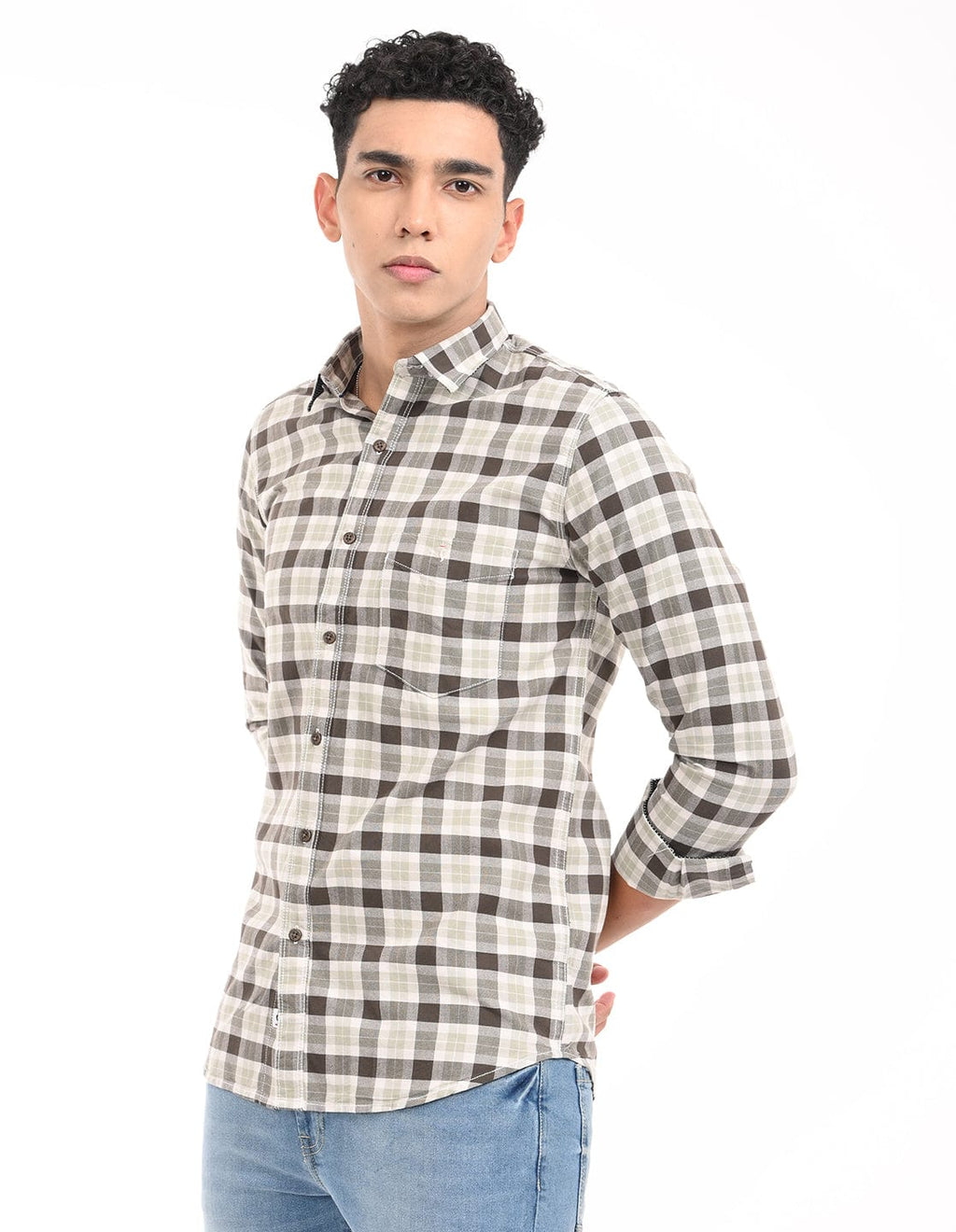 Men's Slim Fit Checks Full Sleeves Casual Shirt