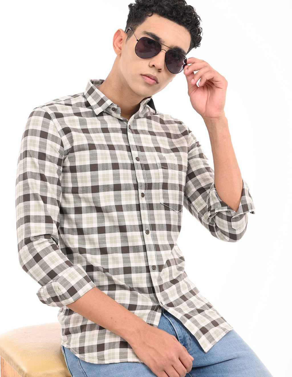 Men's Slim Fit Checks Full Sleeves Casual Shirt