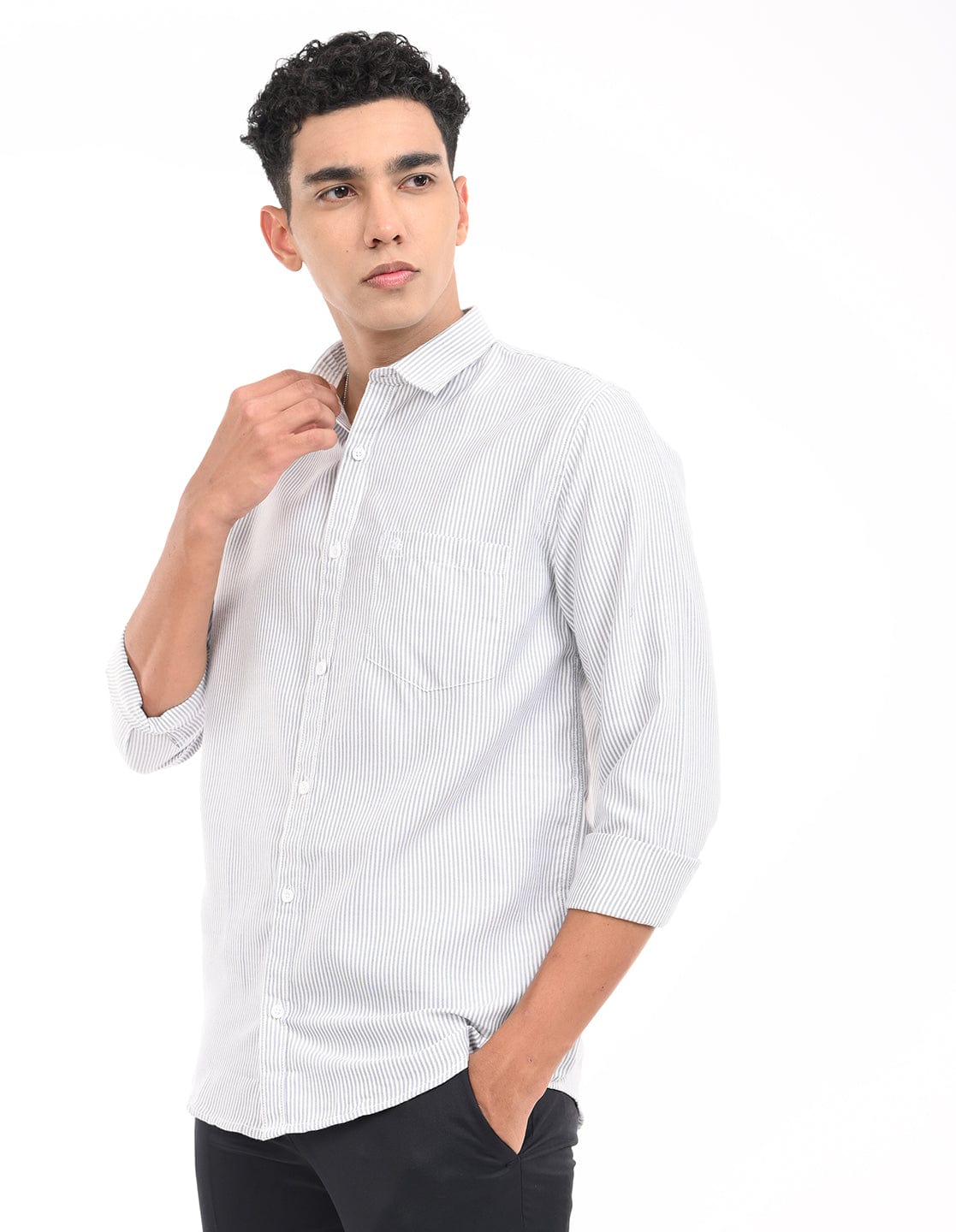 Men's Slim Fit Stripe Full Sleeves Casual Shirt
