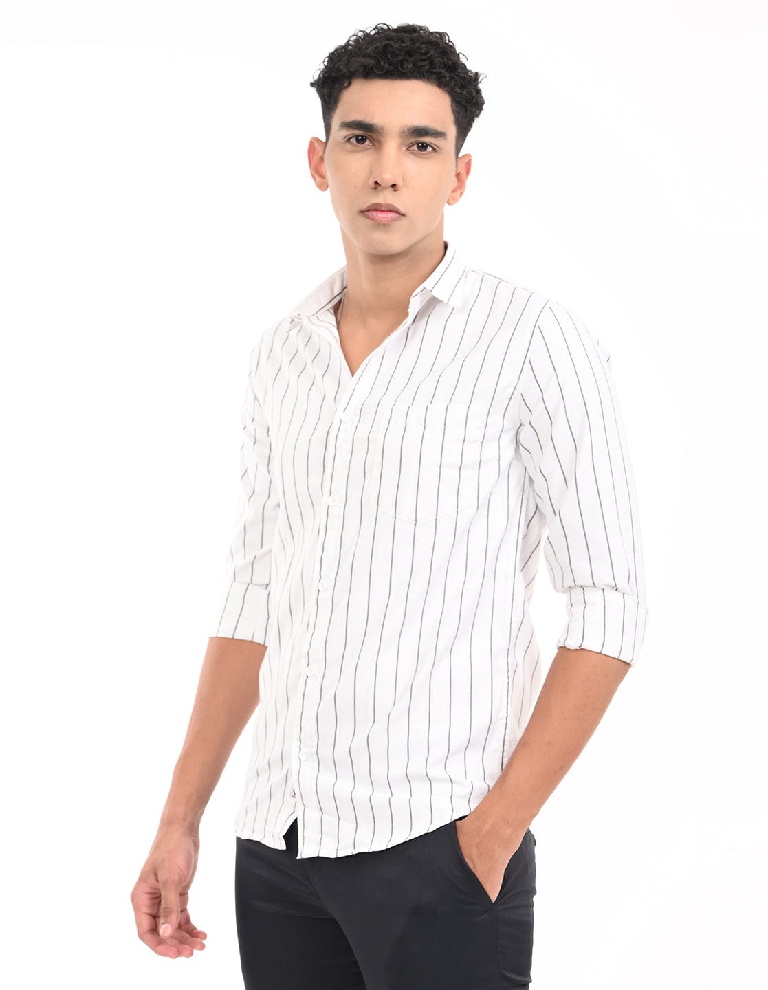 Men's Slim Fit Stripe Full Sleeves Casual Shirt