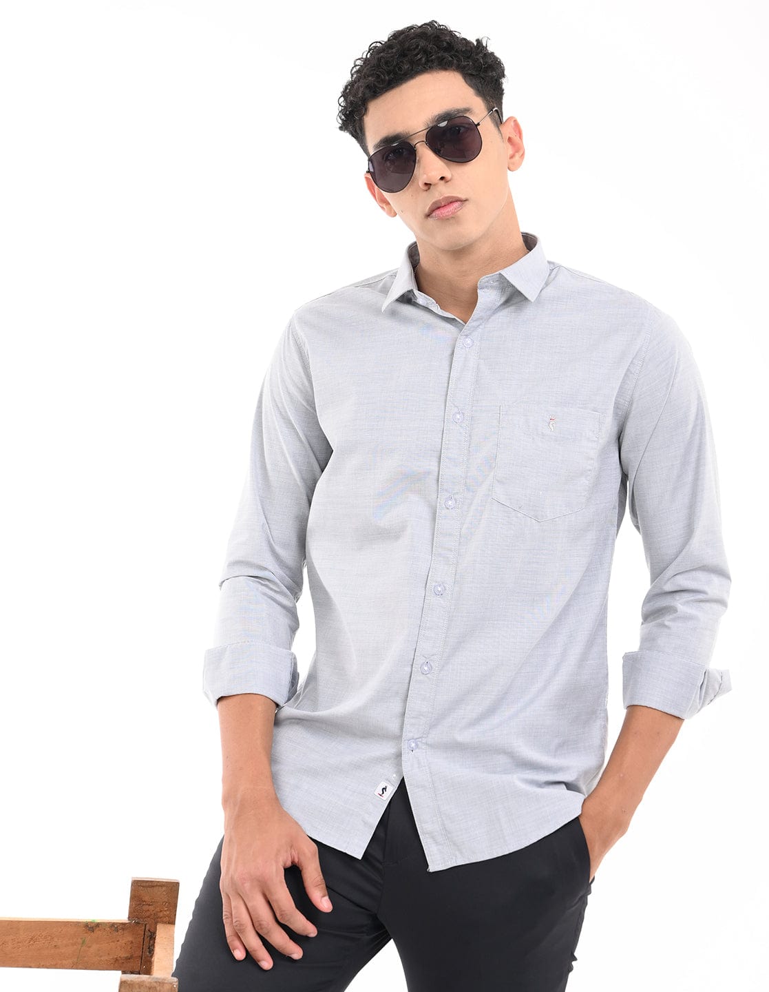 Men's Slim Fit Solid Full Sleeves Casual Shirt