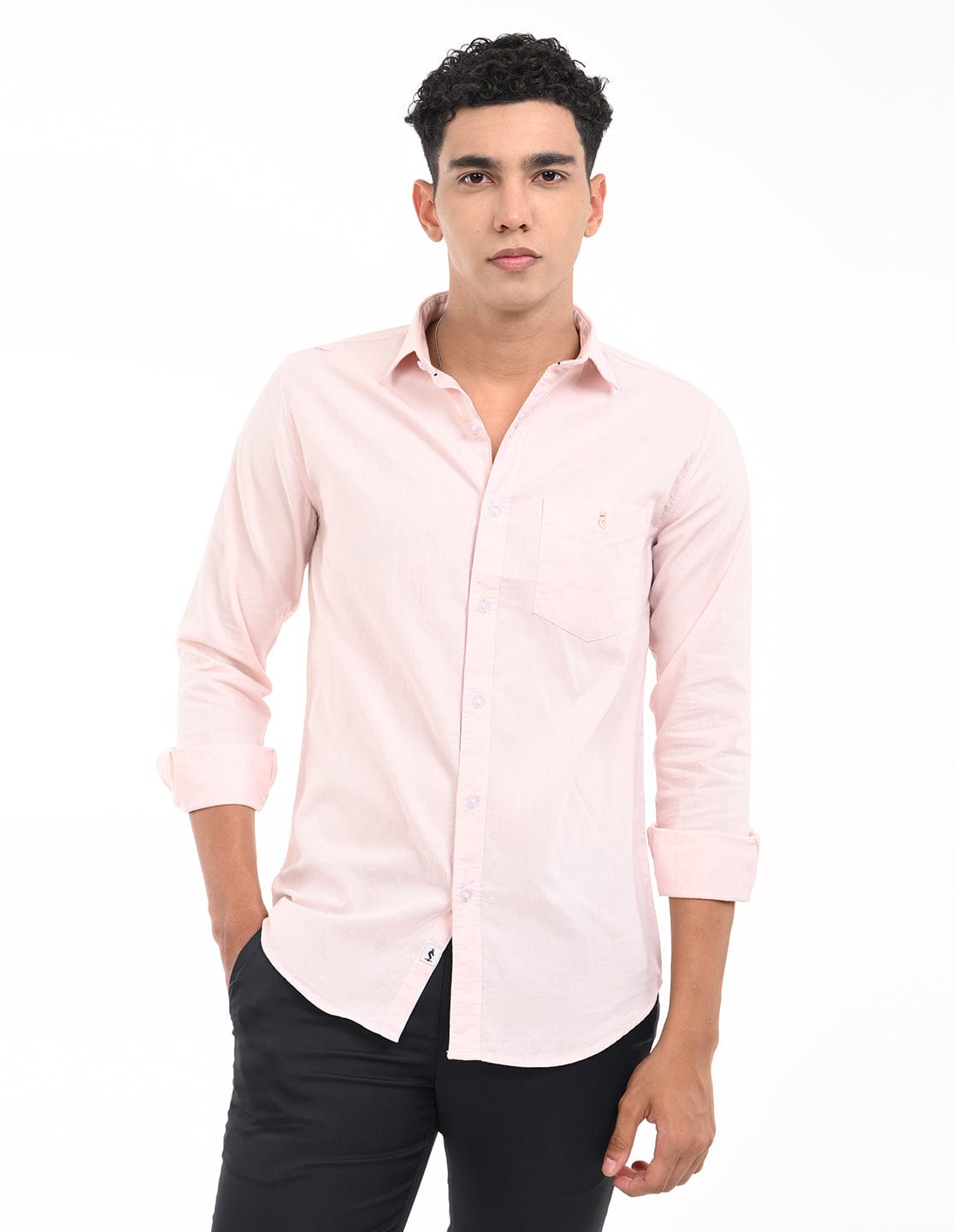 Men's Slim Fit Solid Full Sleeves Casual Shirt