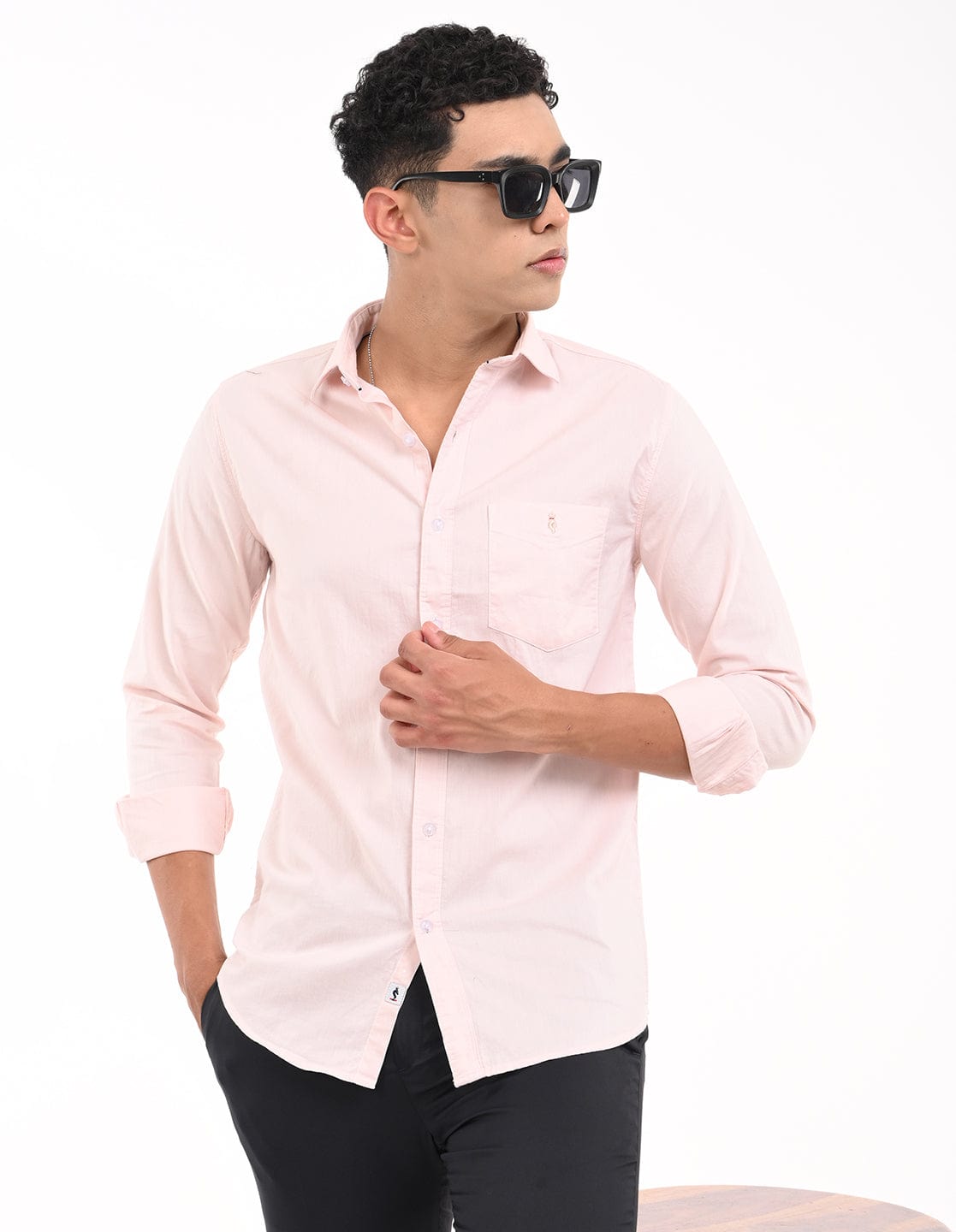 Men's Slim Fit Solid Full Sleeves Casual Shirt