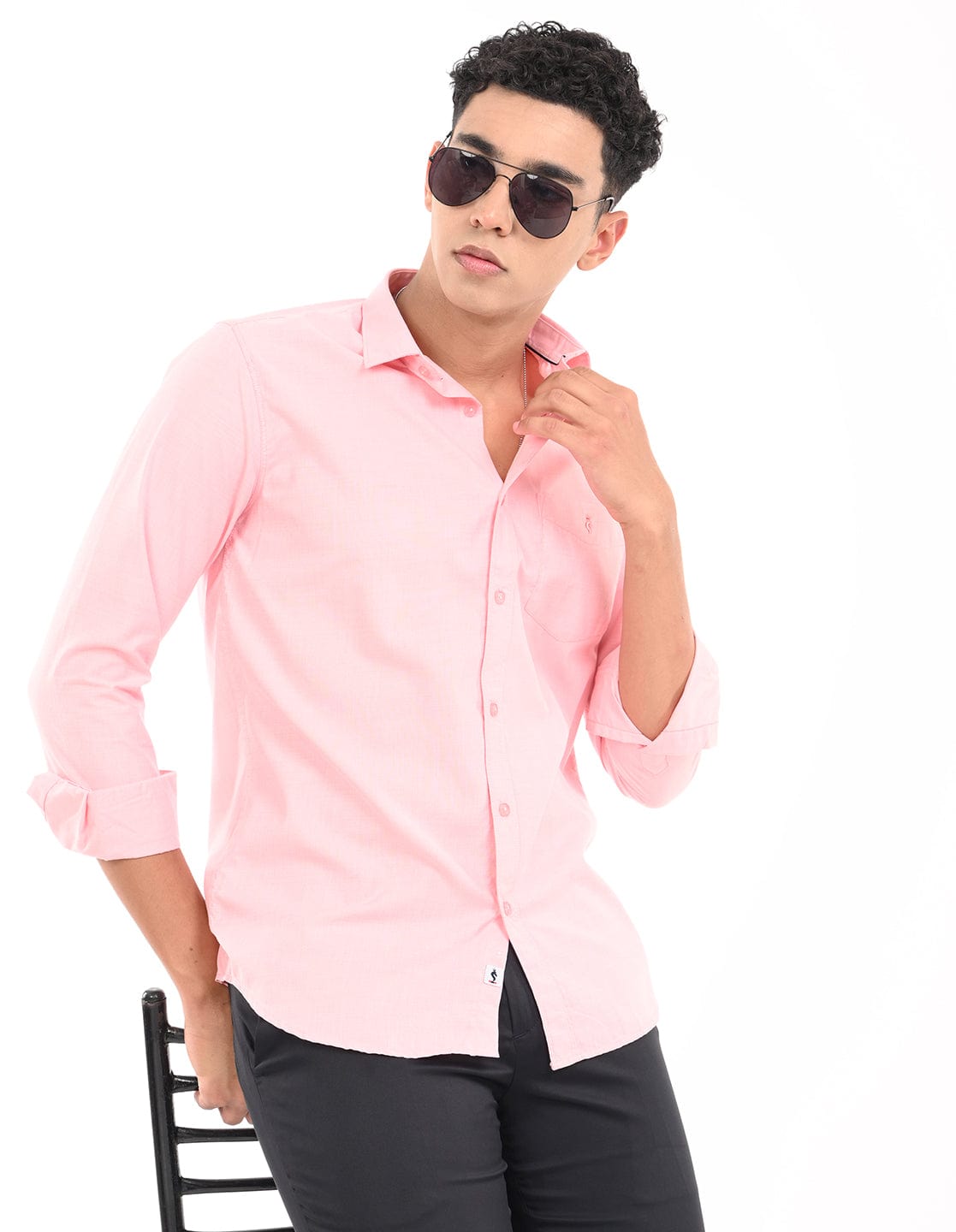 Men's Slim Fit Solid Full Sleeves Casual Shirt