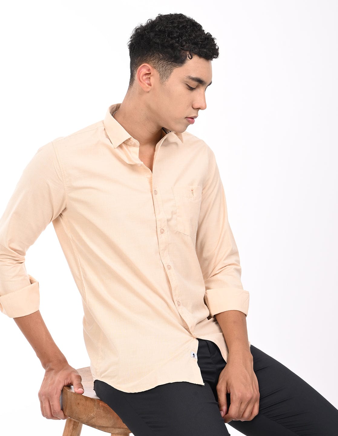 Men's Slim Fit Solid Full Sleeves Casual Shirt