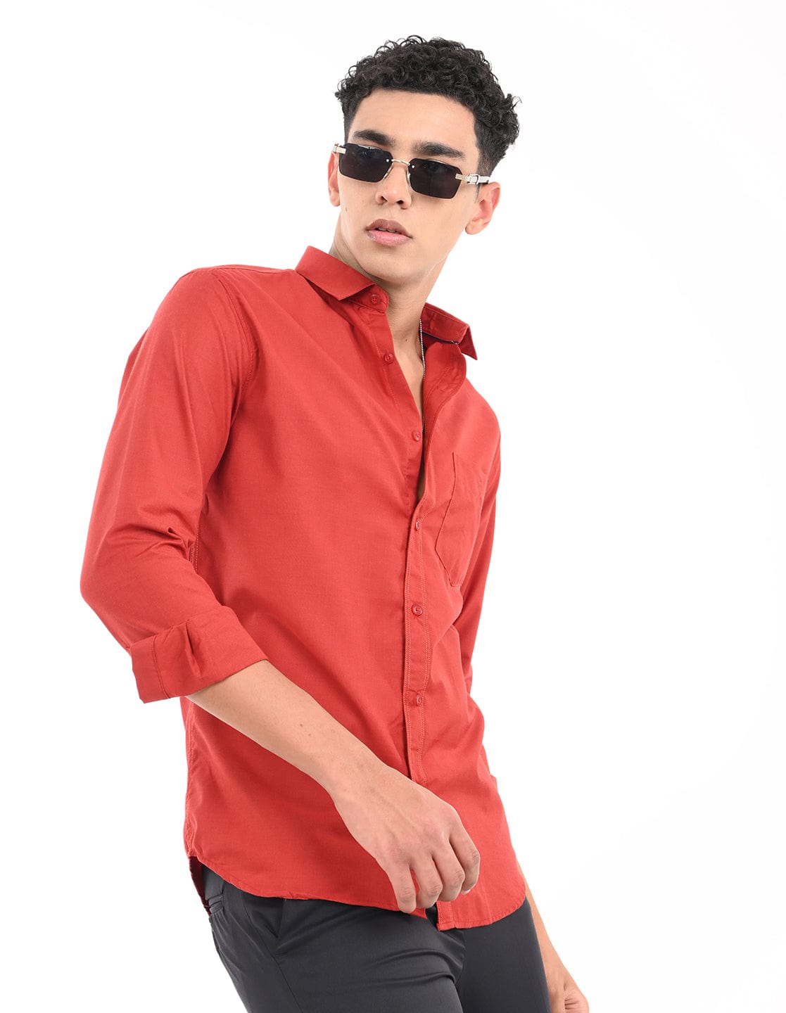 Men's Slim Fit Solid Full Sleeves Casual Shirt