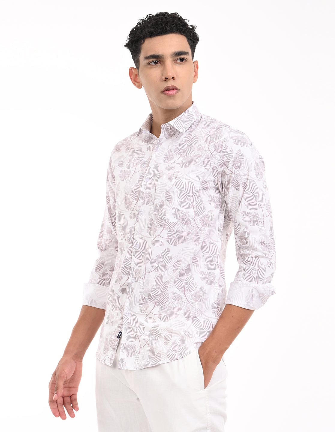 Men's Slim Fit Floral Print Full Sleeves Casual Shirt