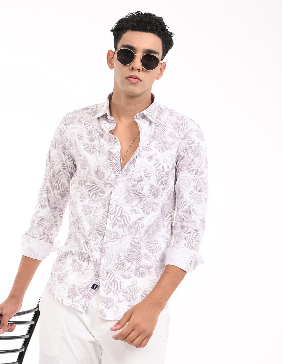 Men's Slim Fit Floral Print Full Sleeves Casual Shirt