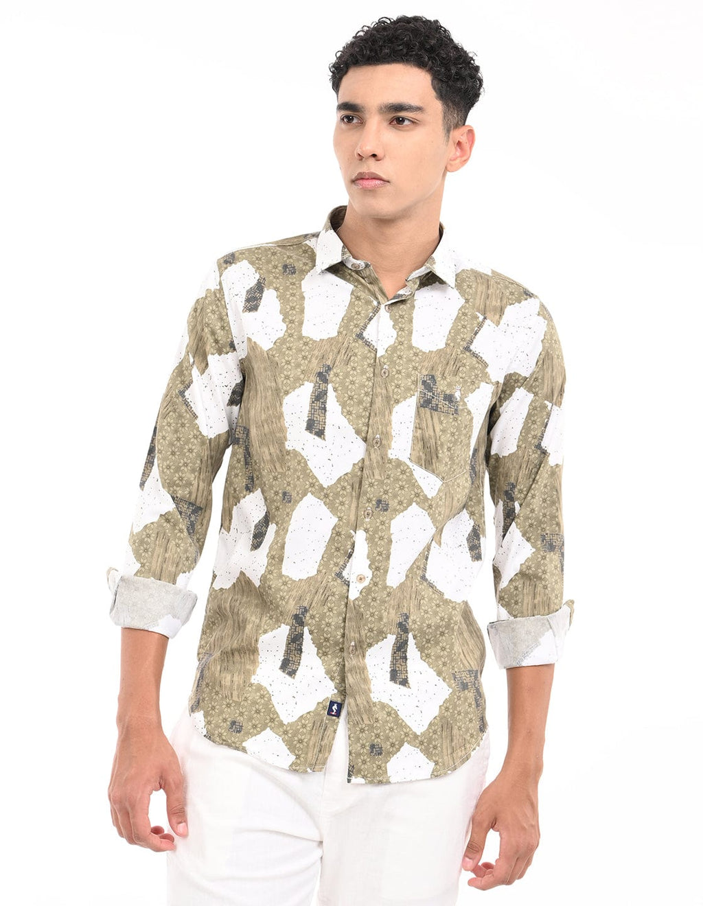 Men's Slim Fit Graphical Print Full Sleeves Casual Shirt