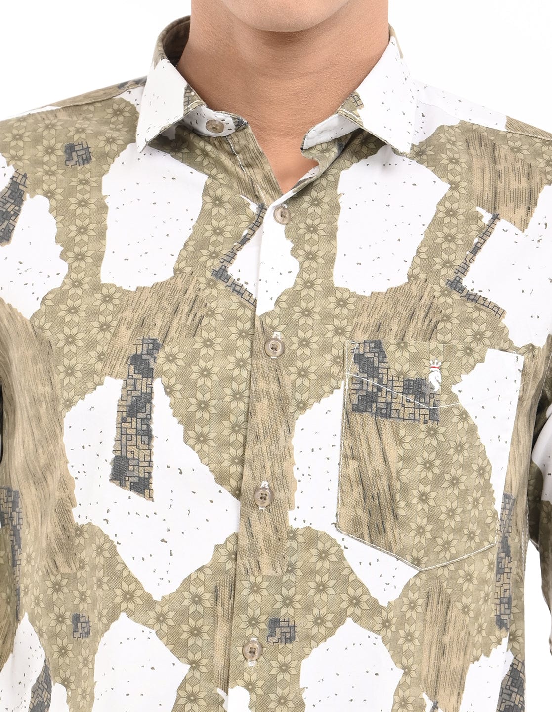 Men's Slim Fit Graphical Print Full Sleeves Casual Shirt