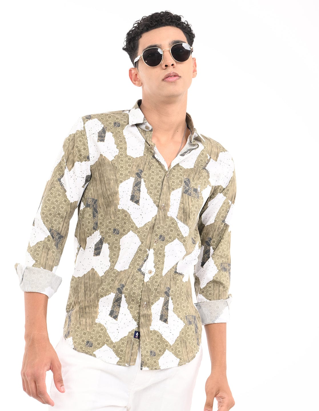 Men's Slim Fit Graphical Print Full Sleeves Casual Shirt