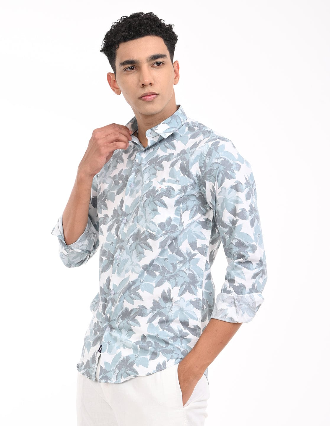 Men's Slim Fit Floral Print Full Sleeves Casual Shirt
