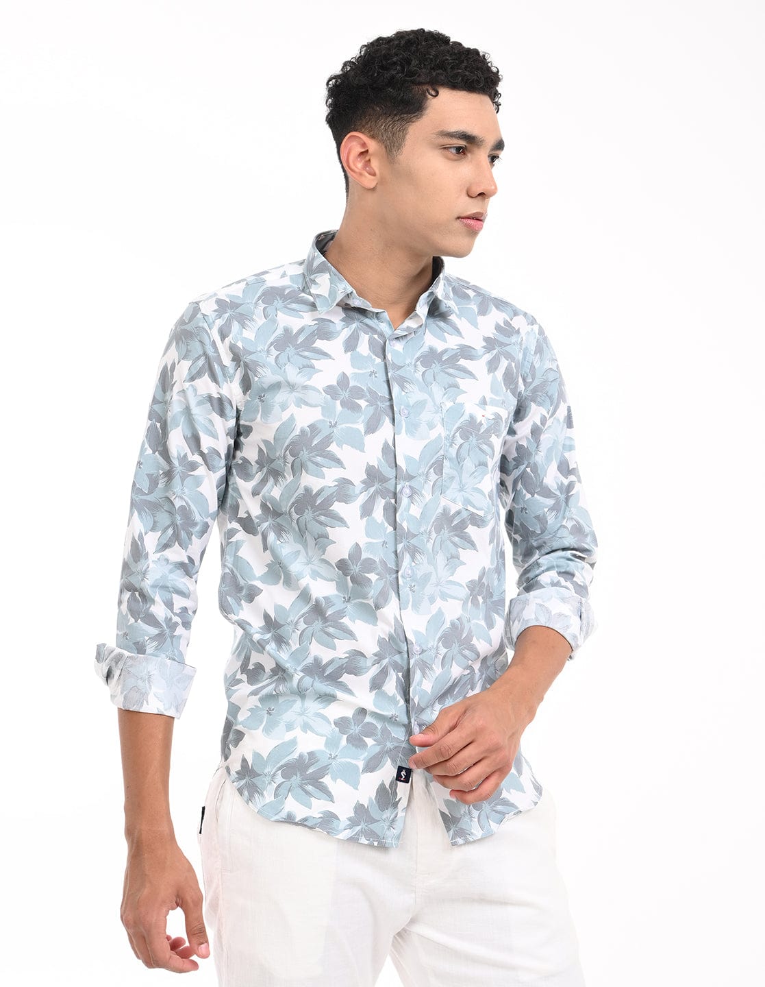 Men's Slim Fit Floral Print Full Sleeves Casual Shirt