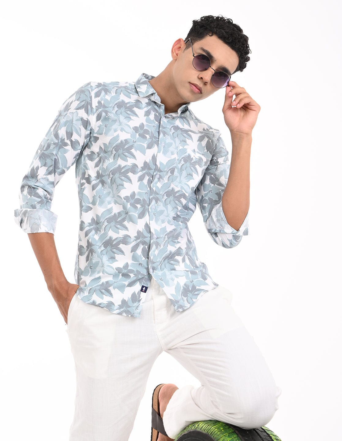 Men's Slim Fit Floral Print Full Sleeves Casual Shirt