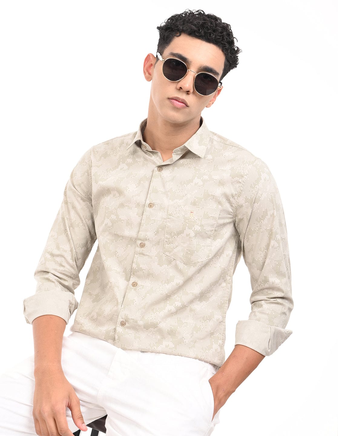 Men's Slim Fit Floral Print Full Sleeves Casual Shirt