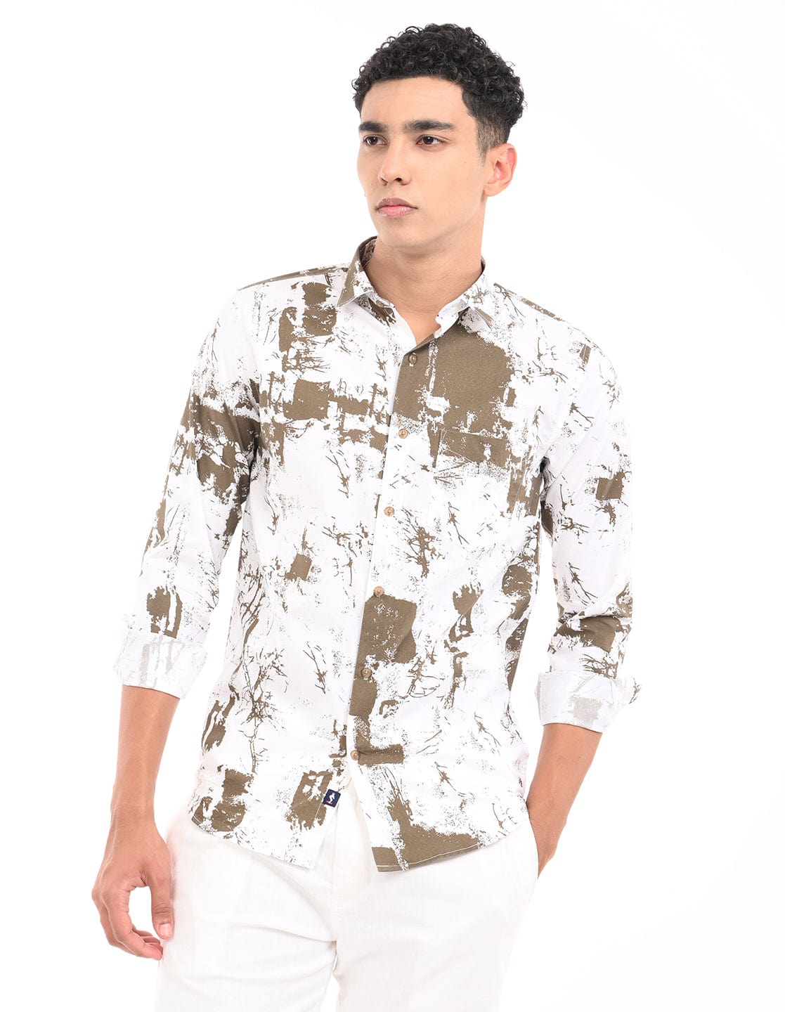 Men's Slim Fit Graphical Print Full Sleeves Casual Shirt
