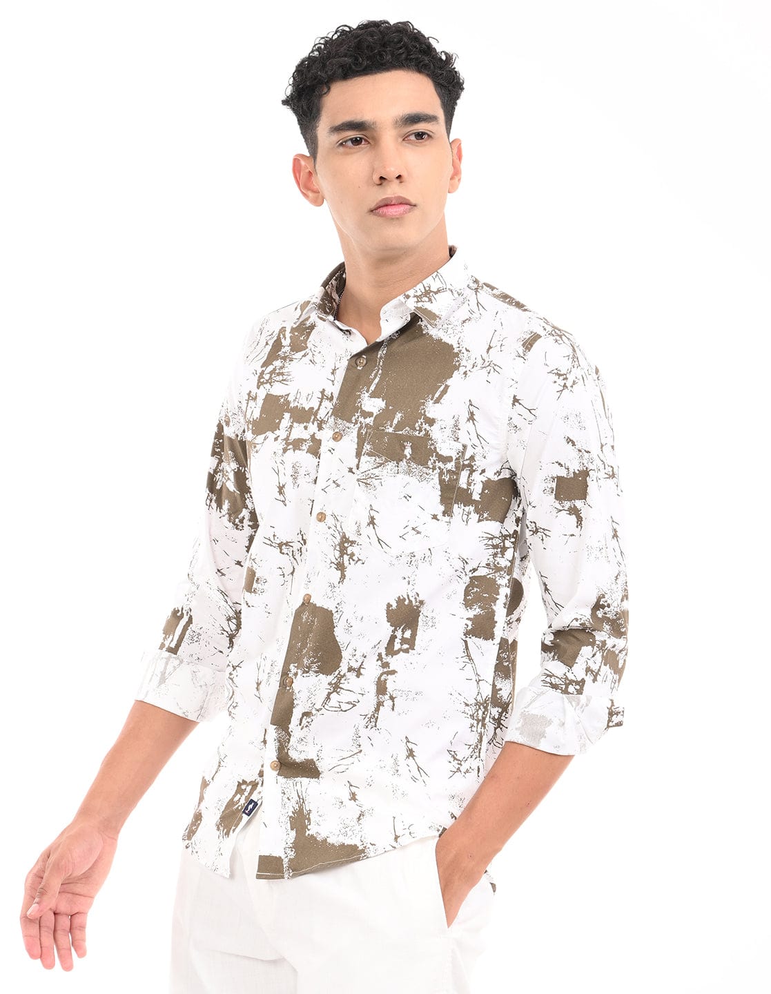 Men's Slim Fit Graphical Print Full Sleeves Casual Shirt