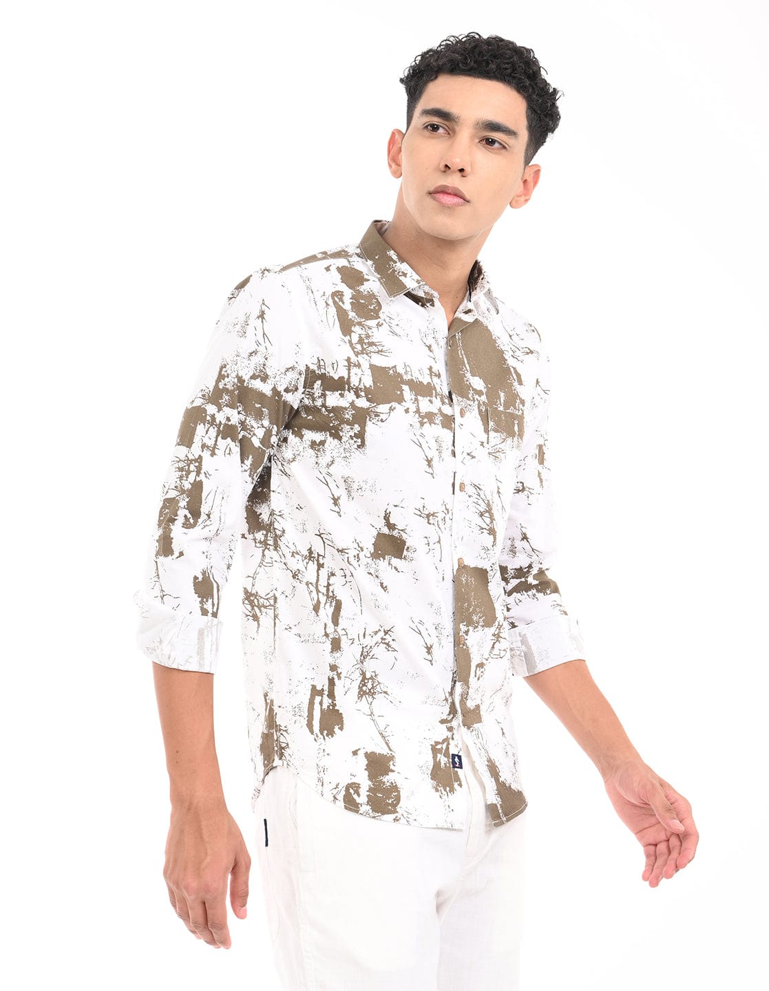 Men's Slim Fit Graphical Print Full Sleeves Casual Shirt