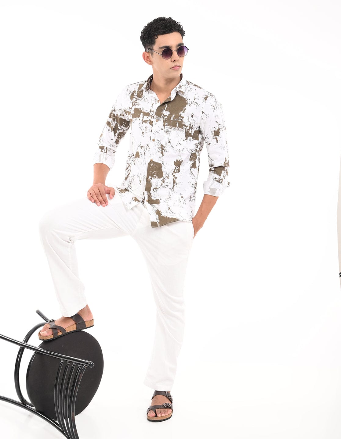 Men's Slim Fit Graphical Print Full Sleeves Casual Shirt
