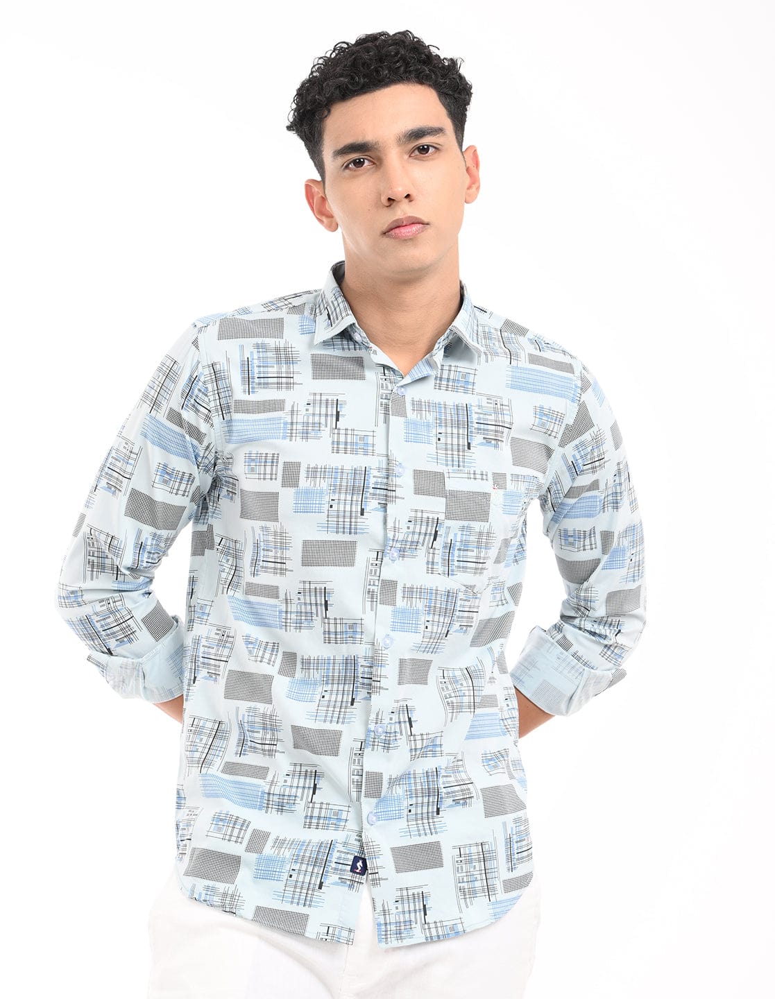 Men's Slim Fit Graphical Print Full Sleeves Casual Shirt