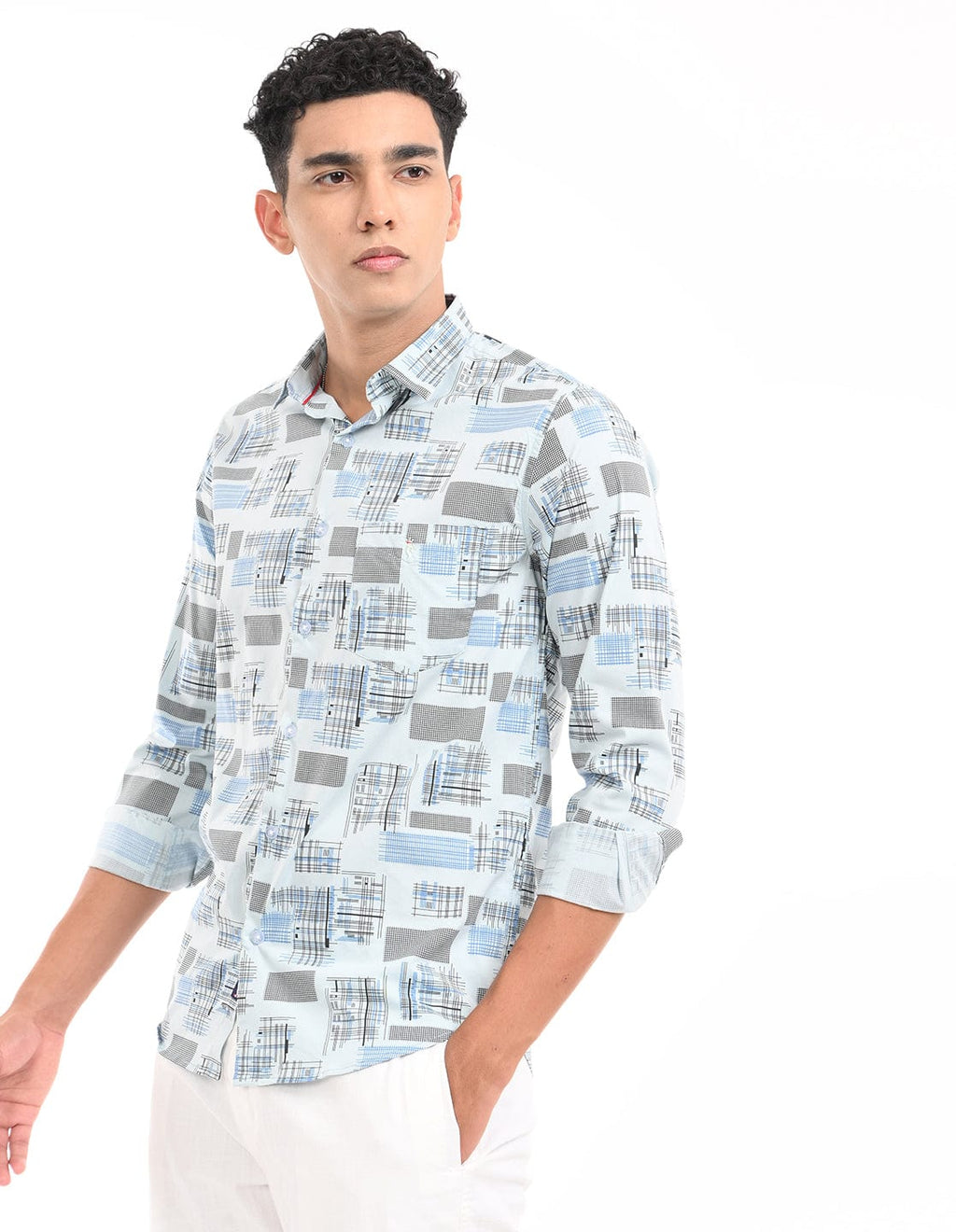 Men's Slim Fit Graphical Print Full Sleeves Casual Shirt