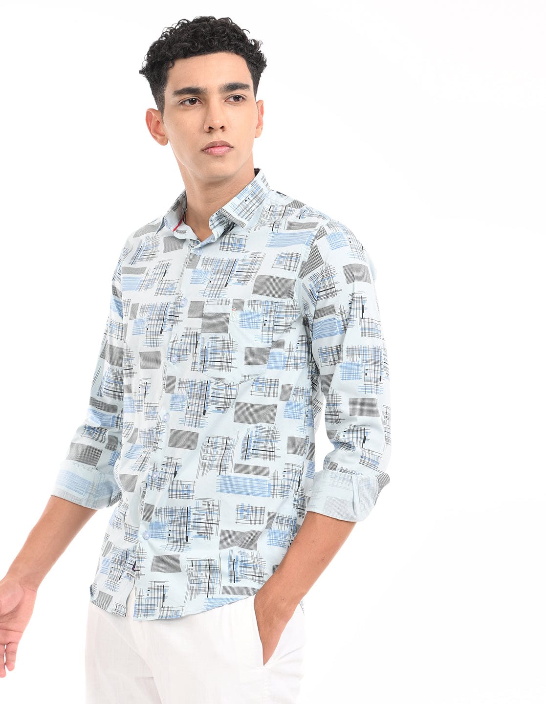 Men's Slim Fit Graphical Print Full Sleeves Casual Shirt