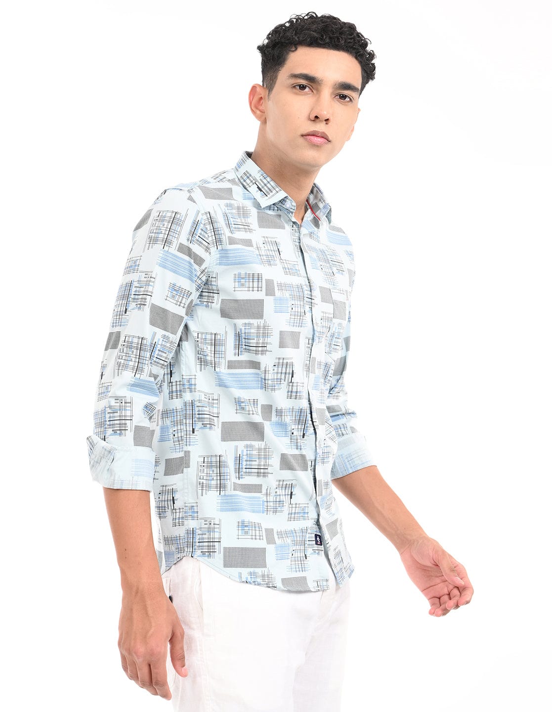 Men's Slim Fit Graphical Print Full Sleeves Casual Shirt