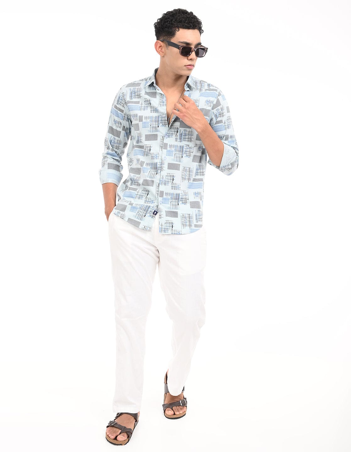 Men's Slim Fit Graphical Print Full Sleeves Casual Shirt