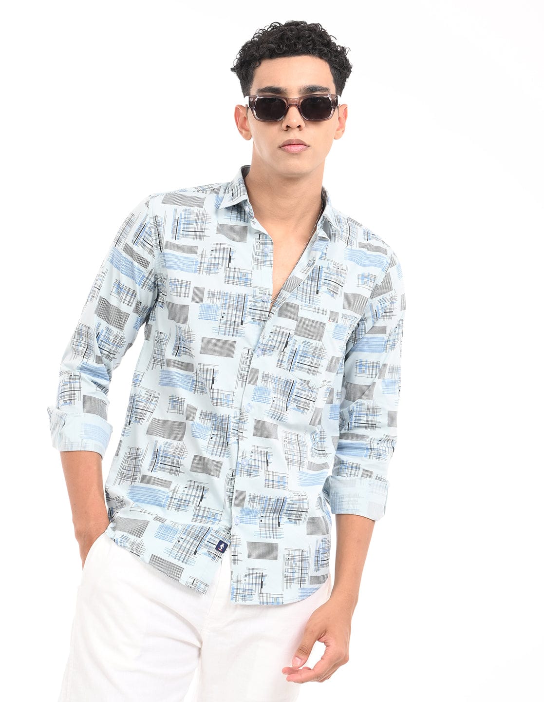 Men's Slim Fit Graphical Print Full Sleeves Casual Shirt