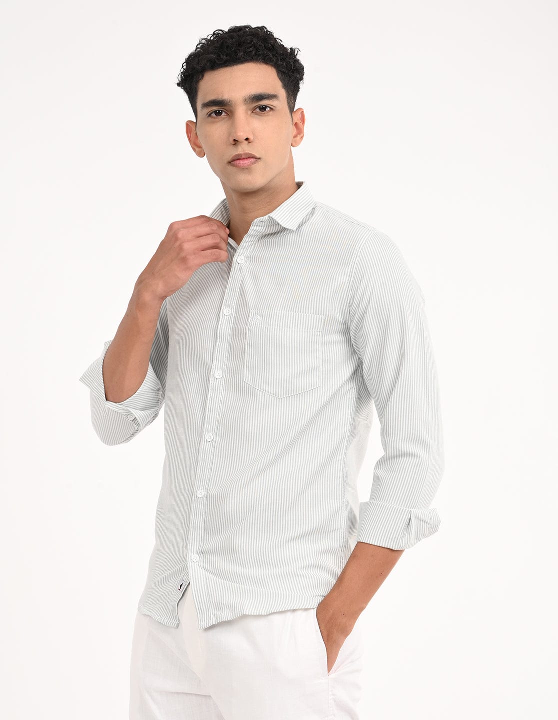 Men's Slim Fit Stripes Full Sleeves Casual Shirt