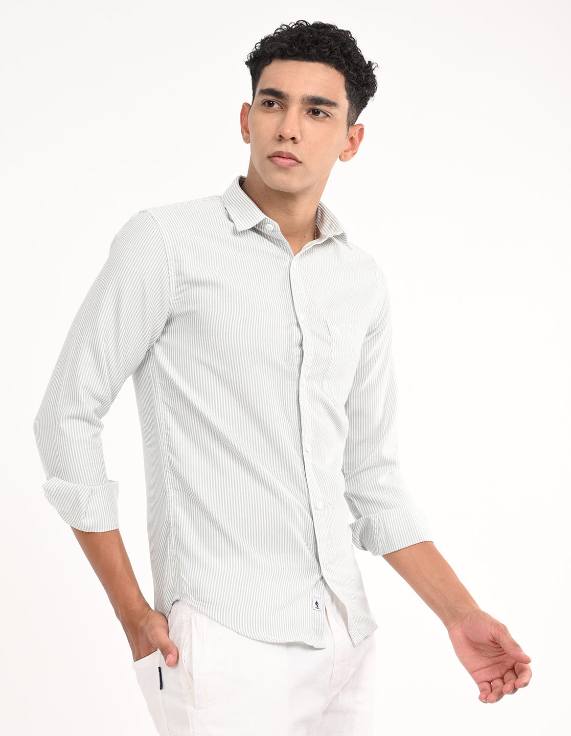 Men's Slim Fit Stripes Full Sleeves Casual Shirt