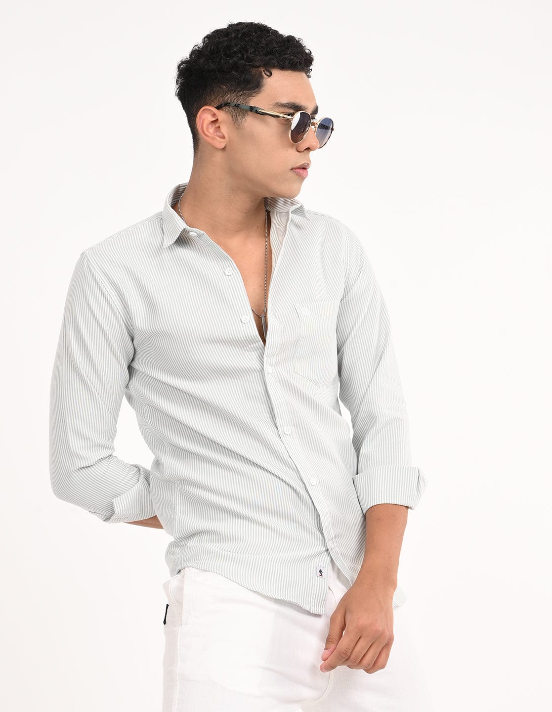 Men's Slim Fit Stripes Full Sleeves Casual Shirt