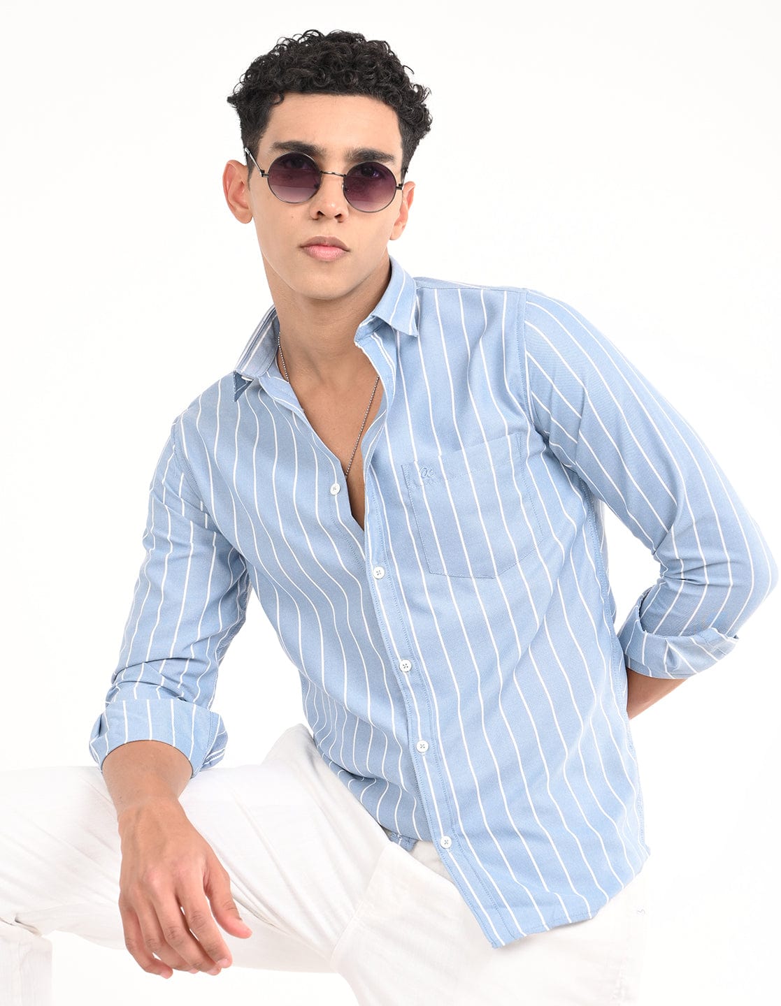 Men's Slim Fit Stripes Full Sleeves Casual Shirt