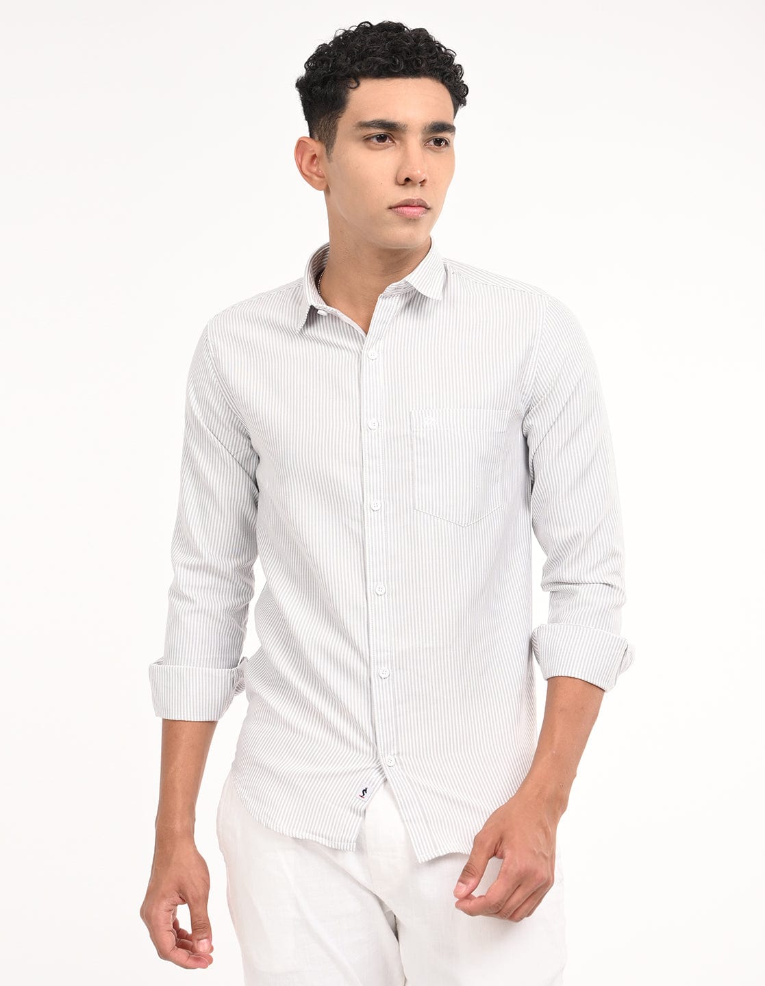 Men's Slim Fit Stripes Full Sleeves Casual Shirt