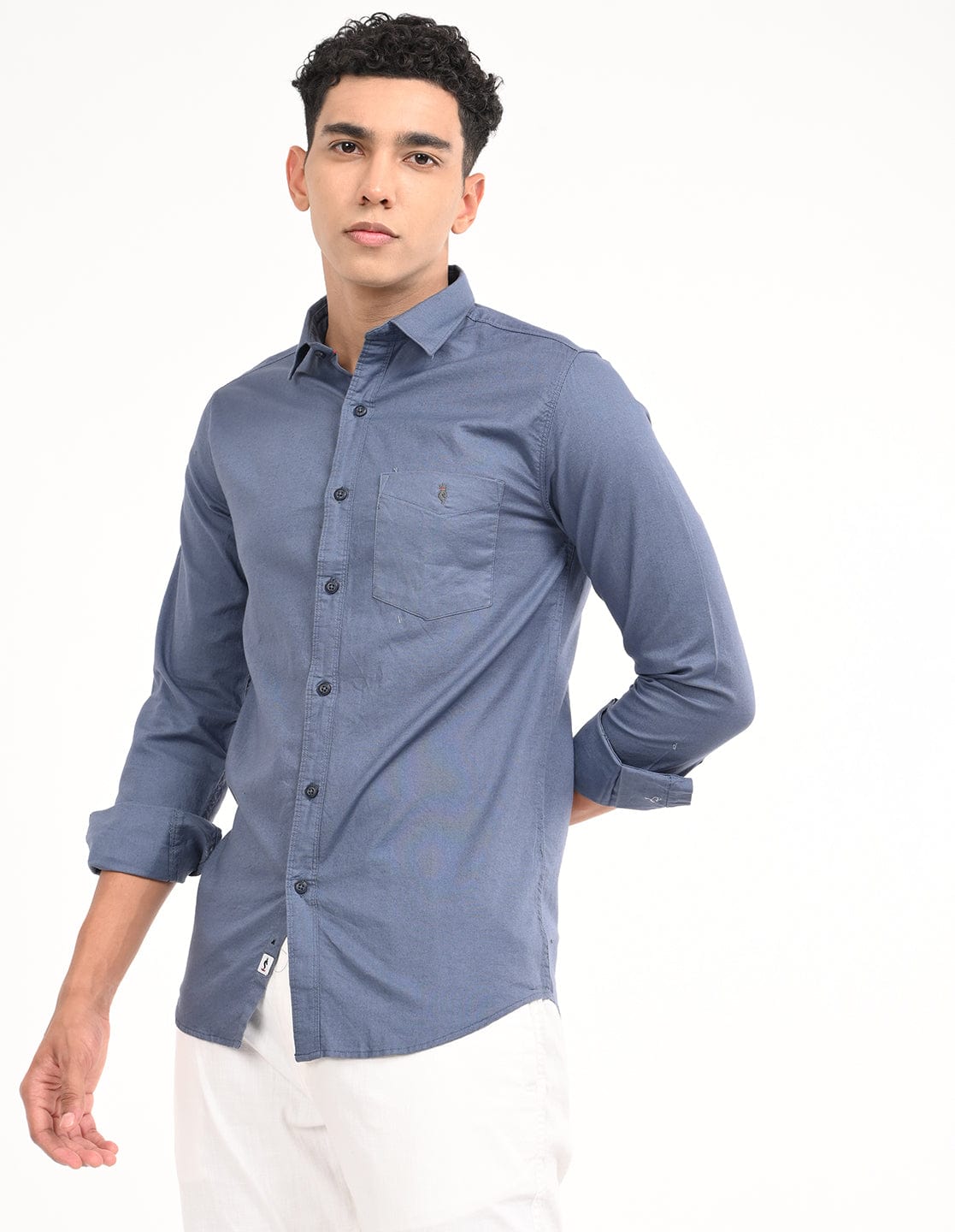 Men's Slim Fit Solid Full Sleeves Casual Shirt