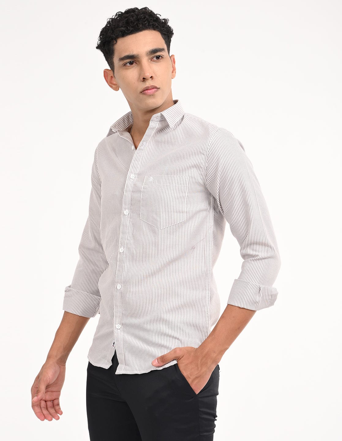 Men's Slim Fit Stripe Full Sleeves Casual Shirt