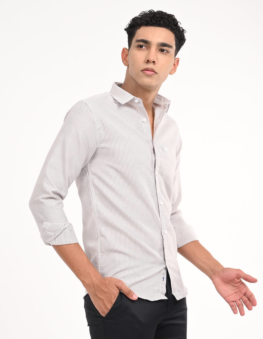 Men's Slim Fit Stripe Full Sleeves Casual Shirt