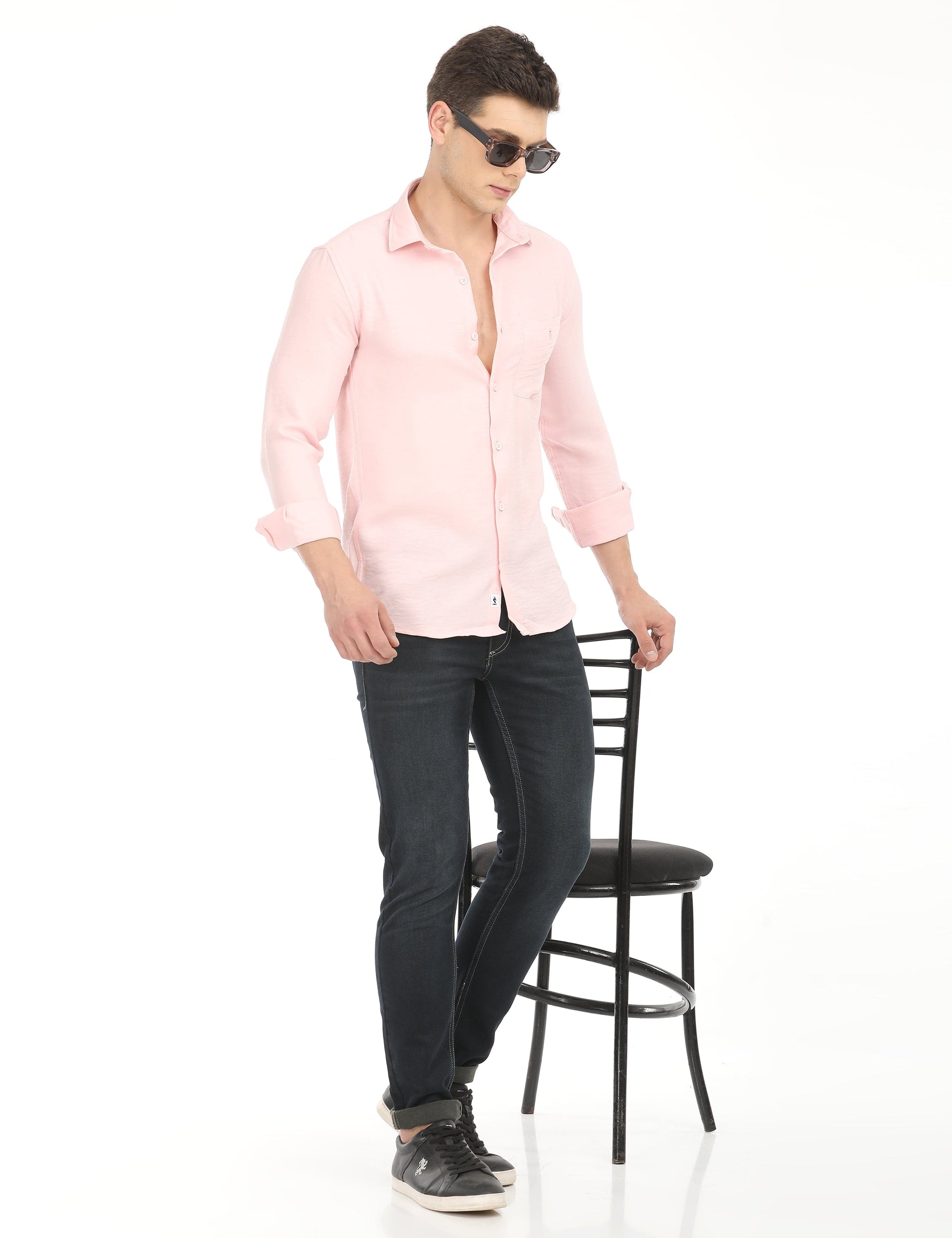 Men's Slim Fit Solid Full Sleeves Casual Shirt