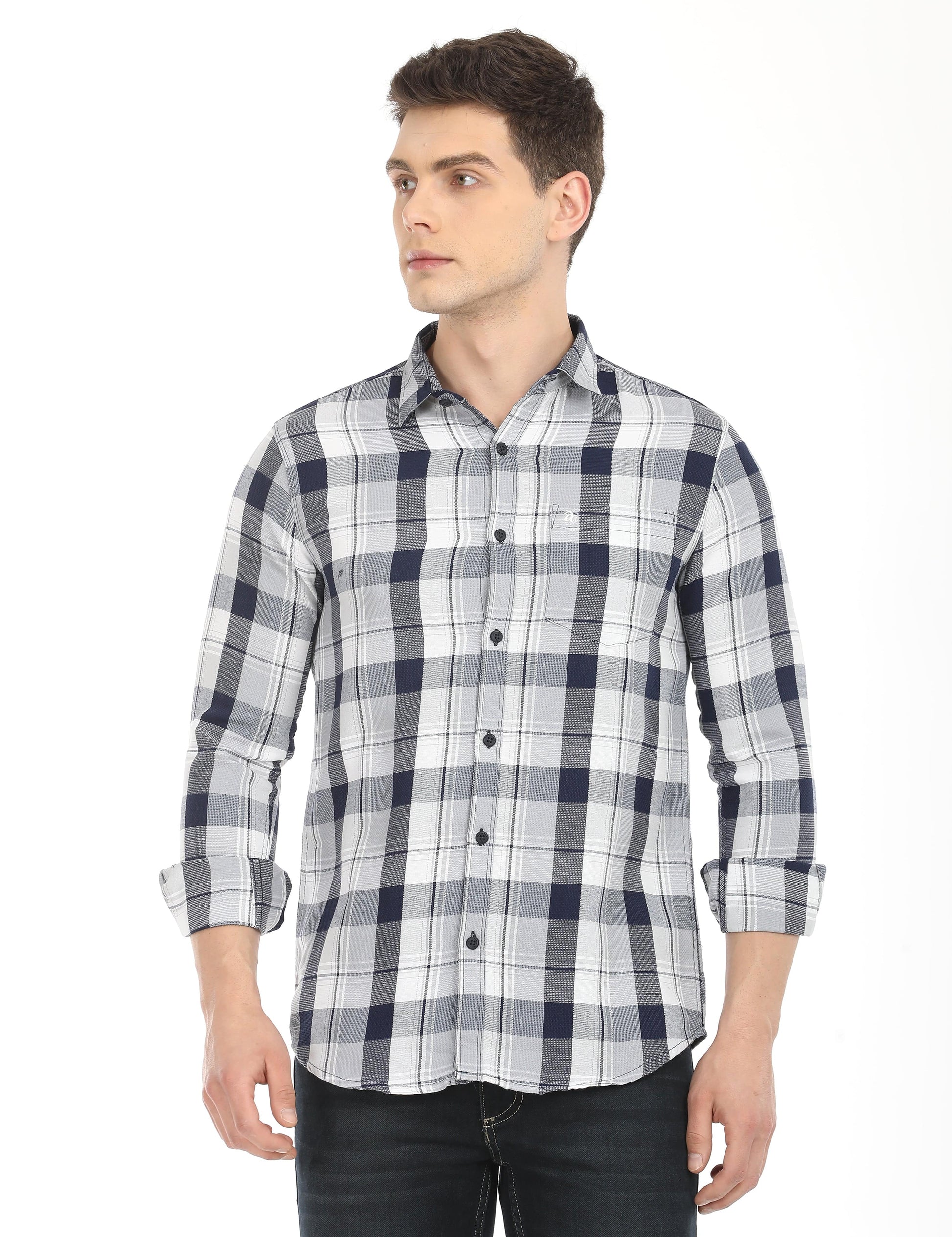 Men's Slim Fit Checks Full Sleeves Casual Shirt