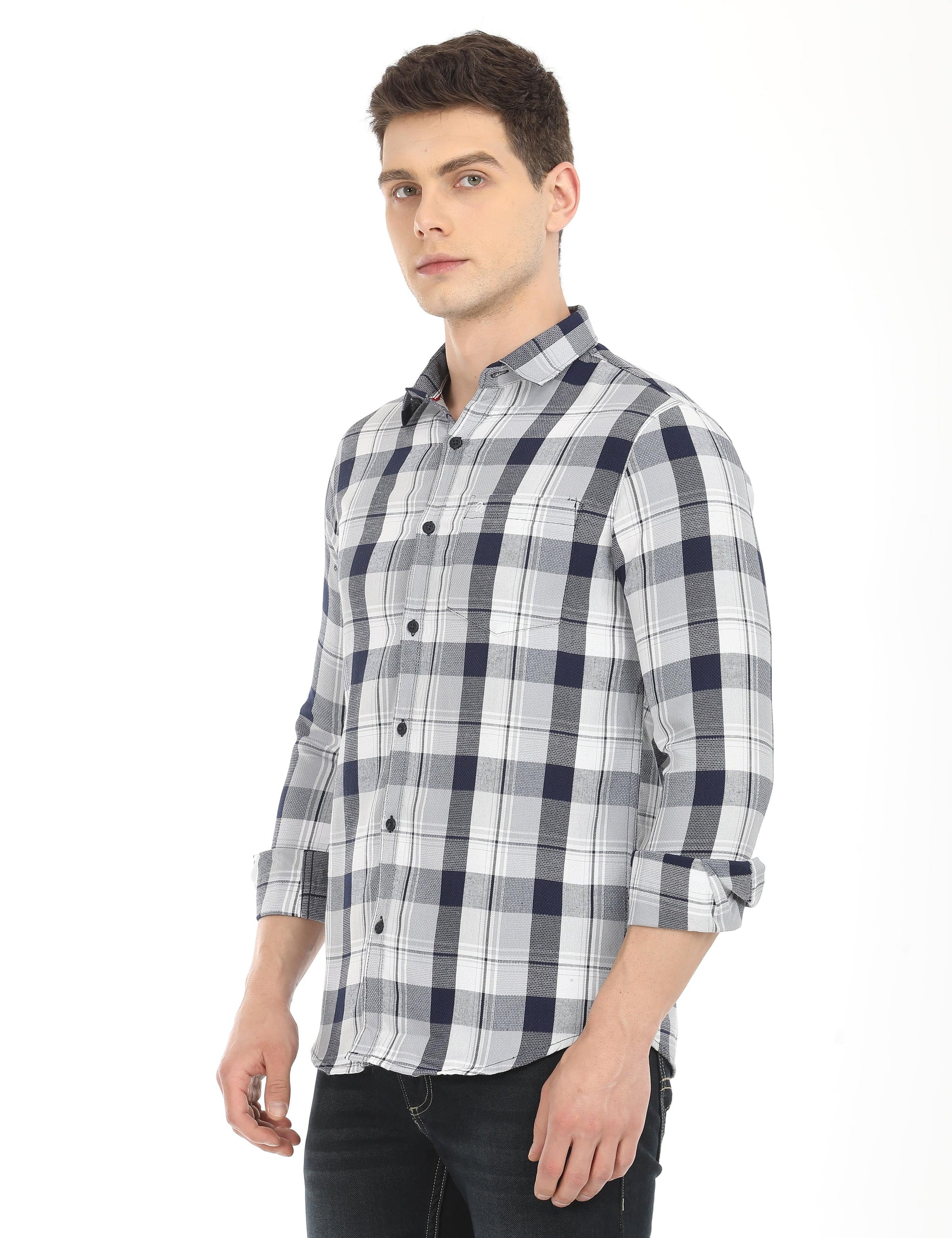 Men's Slim Fit Checks Full Sleeves Casual Shirt