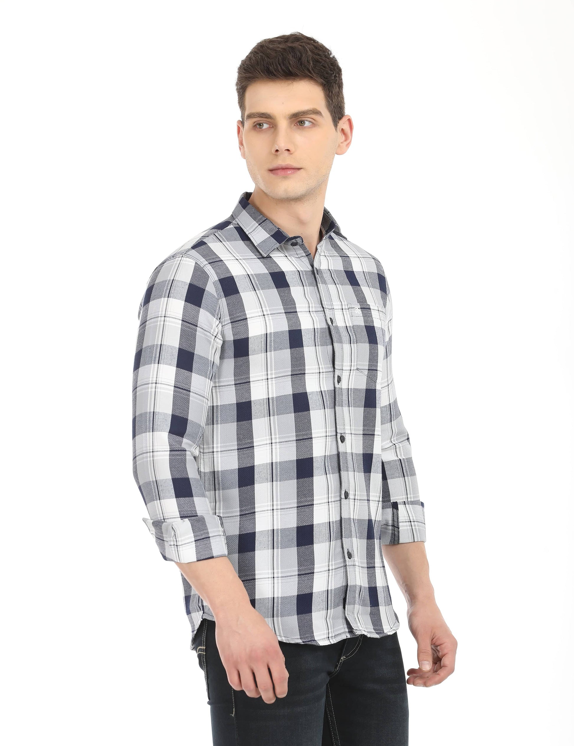 Men's Slim Fit Checks Full Sleeves Casual Shirt