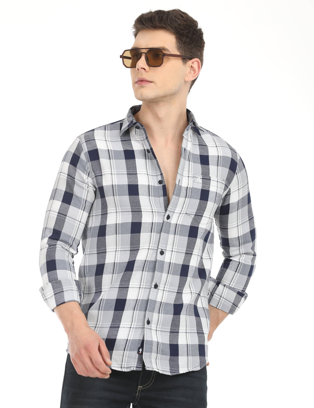 Men's Slim Fit Checks Full Sleeves Casual Shirt