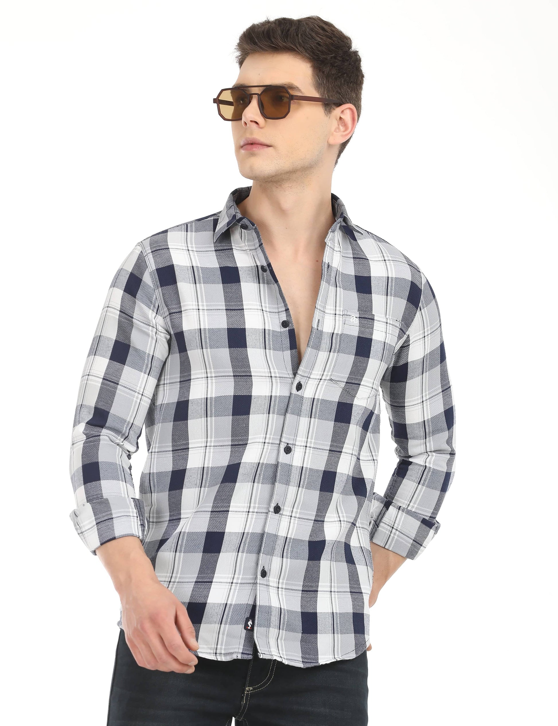 Men's Slim Fit Checks Full Sleeves Casual Shirt