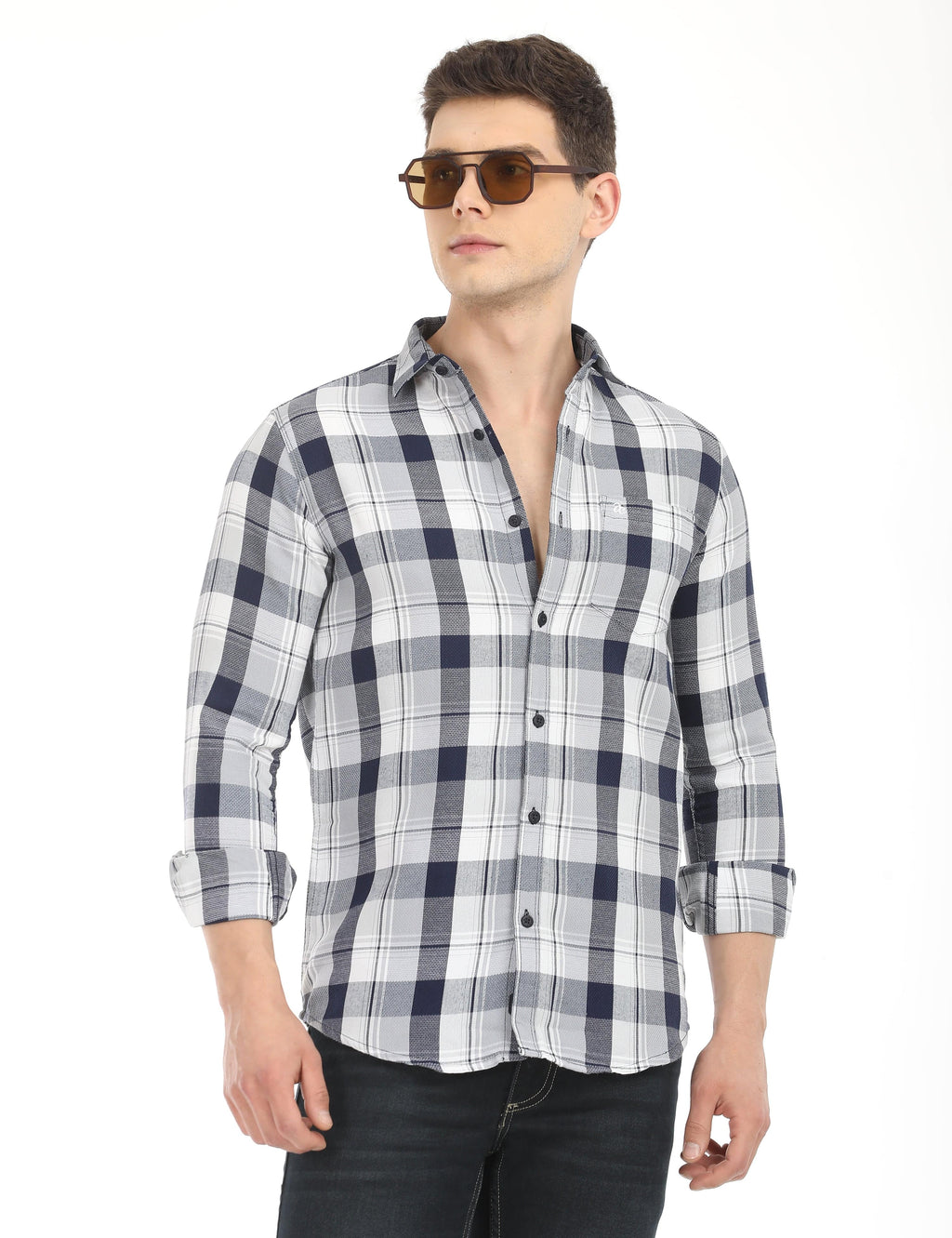 Men's Slim Fit Checks Full Sleeves Casual Shirt
